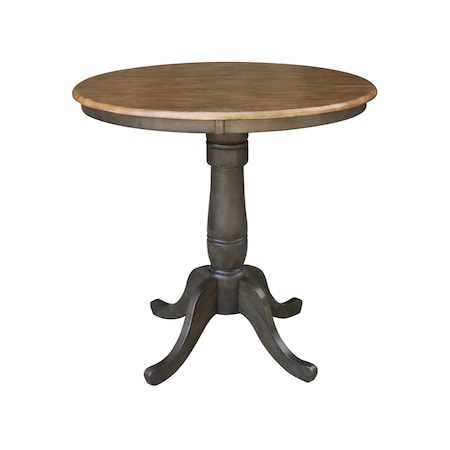 International Concepts Round 36 in Round Top Pedestal Table, 35.1 inH, Hickory/Washed Coal, 36 W, 36 L, 35.1 in H, Wood K45-36RT-6B